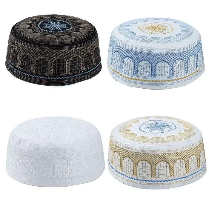 Chapeau musulman traditionnel à la mode, design brodé, forme ronde, chapeau de prière, style saoudien, polyester, casquette islamique, vêtements de loisirs pour femmes occasions spéciales et tous les jours