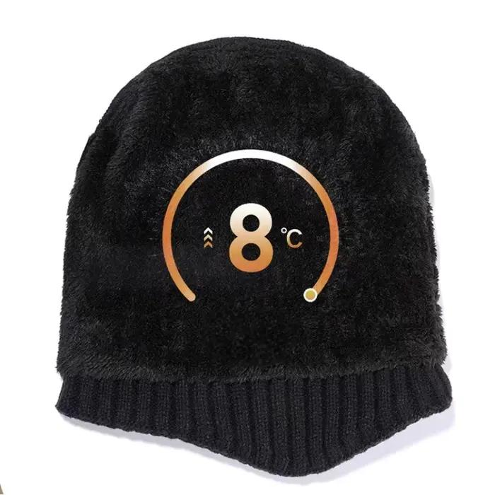Chapeau tricoté d'hiver pour hommes en plein air avec capuche d'oreille chaude en velours