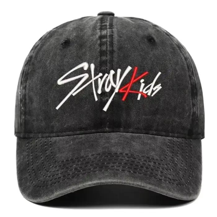 SKZOO Idol Gift Version coréenne tissu pur coton brodé casquette de Baseball lavée pour hommes et femmes Protection solaire
