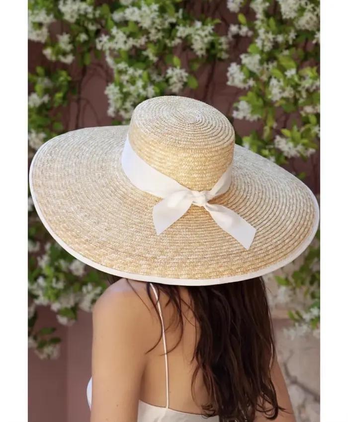 Chapeau de paille d'été français élégant pour femmes
