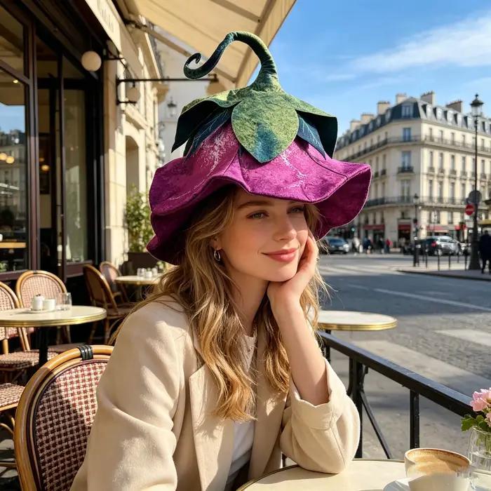 Décorations d'Halloween Nouvelle Édition Chapeau Pointu en Feutre Lotus Violet et Rose Personnalisé pour Fête et Carnaval