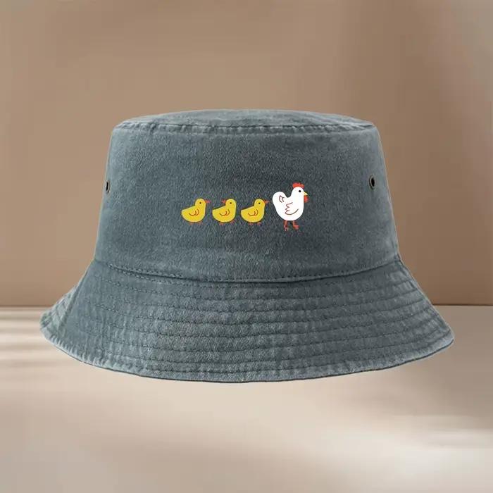 Chapeau de pêcheur avec motif poule et poussin