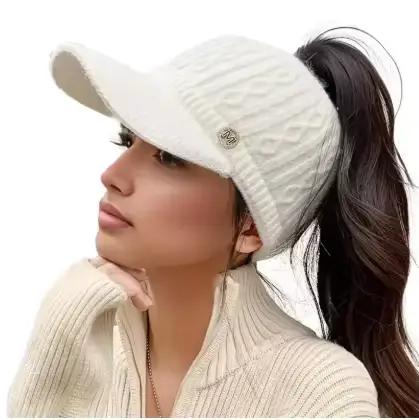 Nouveau bonnet en laine tricotée double couche pour l'automne et l'hiver