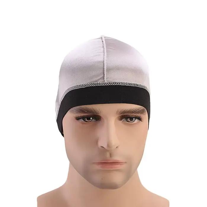 Bonnet Durag Homme Couleur Unie Élastique Respirant Casquette Ondulée en Polyester Multicolore