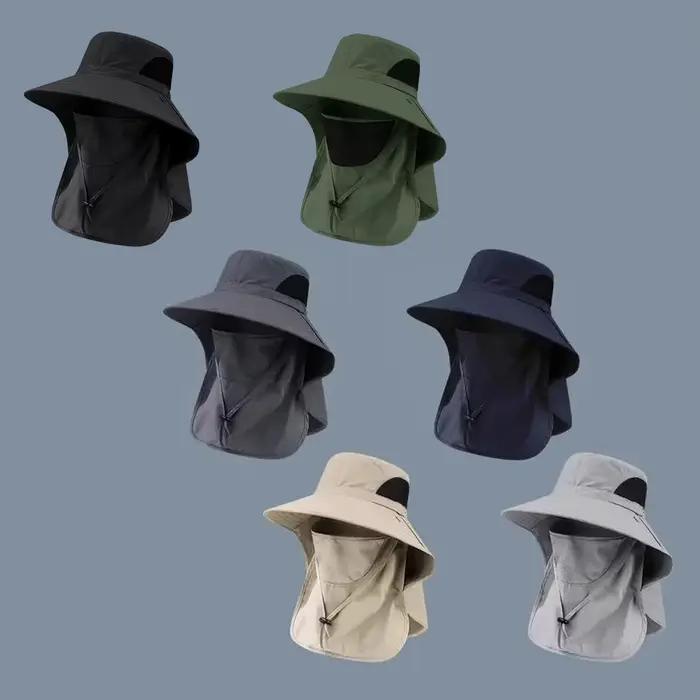 Chapeau de pêche en polyester avec protection solaire UV large bord pour homme et femme occasions plage randonnée voyage