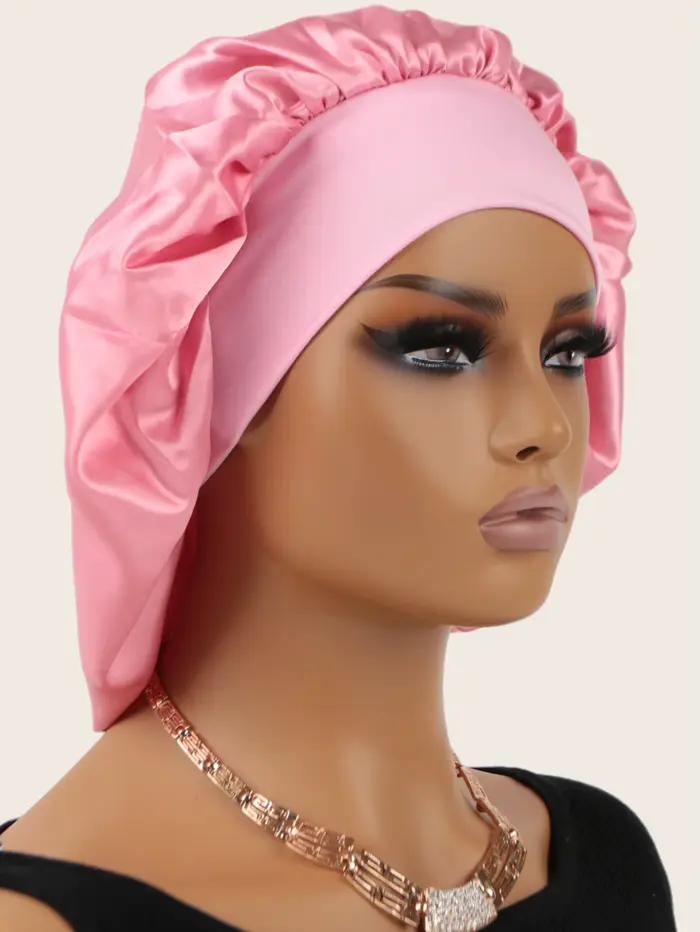 Bonnet de nuit unisexe en satin soyeux extra large avec bande élastique premium