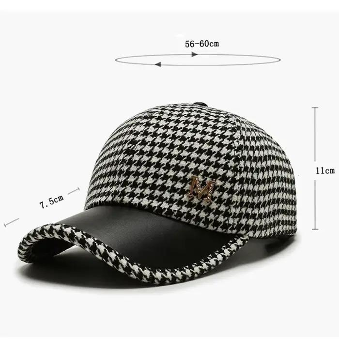 Casquette FS marron à carreaux britanniques unisexe vintage sportive pour hommes et femmes quatre saisons occasionnellement sport adaptée à tous les visages