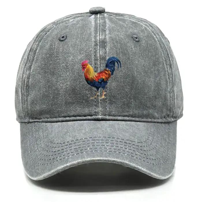 Casquette de baseball ajustable avec imprimé coq réaliste