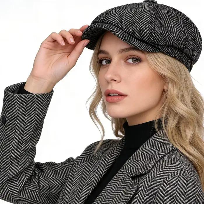 Béret unisexe tendance à chevrons