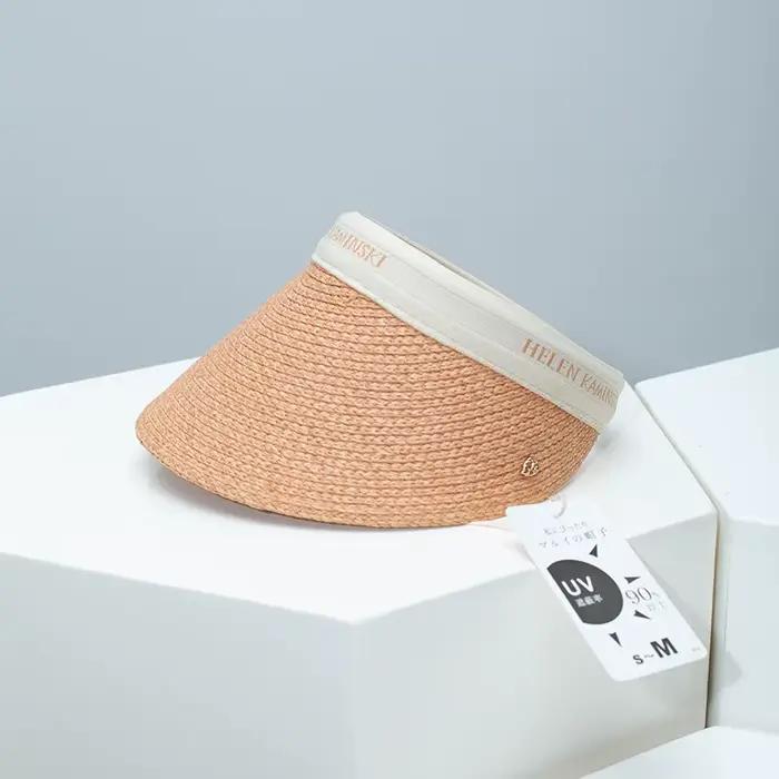 Chapeau Visière en Paille pour Femme avec Pince à Cheveux Intégrée