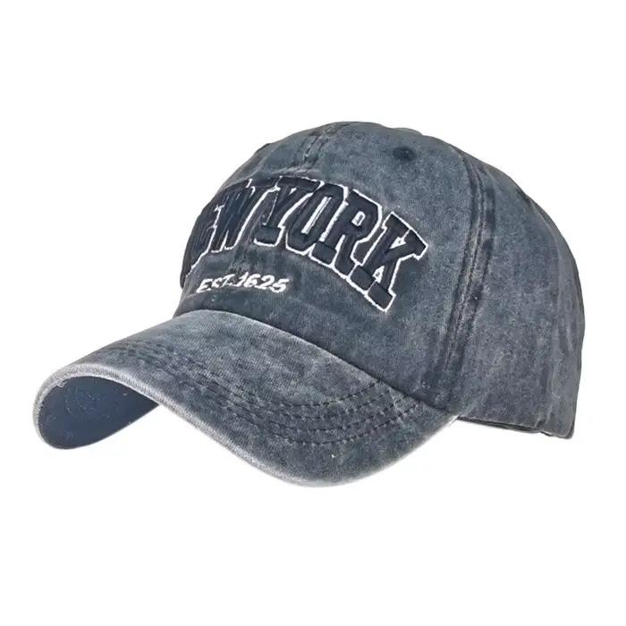 Vente chaude Chapeau Nouveau Printemps Et Automne Lavé Tissu Casquette De Baseball Brodé Lettres New York