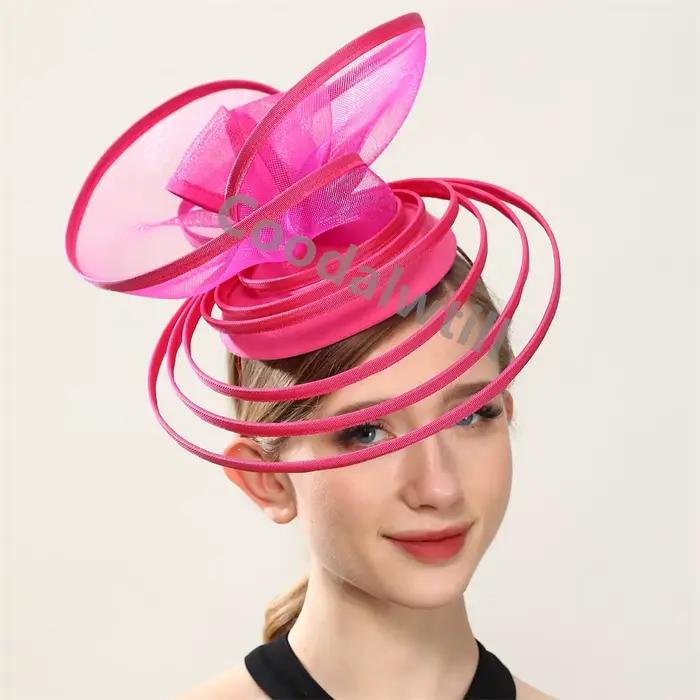 Élégant église fête Fascinator chapeau bandeau femmes dames Derby mariage casque maille chapellerie casquette pince à cheveux Royal Ascot chapeaux
