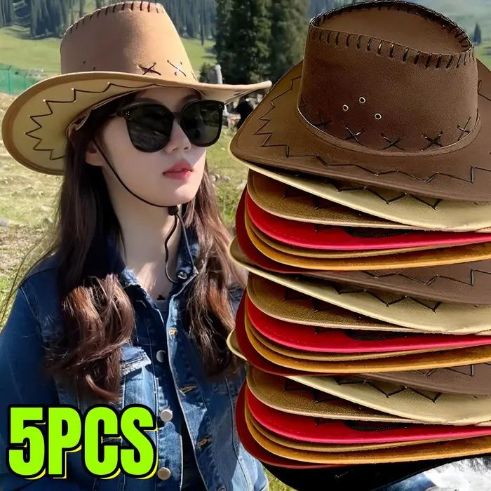 Chapeau de cowgirl tendance polyester pour femmes accessoire de mode et de décoration pour fêtes et anniversaires
