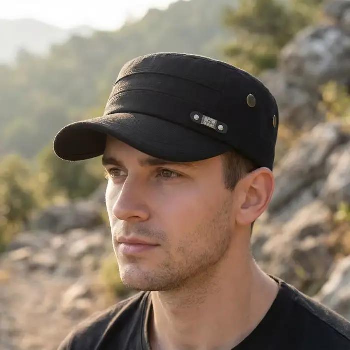Chapeau haut de forme plat de couleur unie pour hommes pour les loisirs et les voyages en plein air – Minimaliste