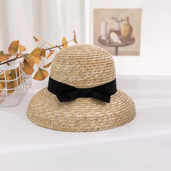 Chapeau de soleil cloche en paille de blé tressée haute densité