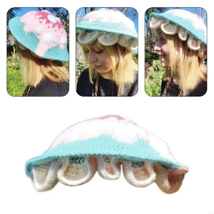 Chapeau seau en forme champignon tricoté acrylique pour femmes et filles, ajustable, style sport, occasion décontractée, hiver