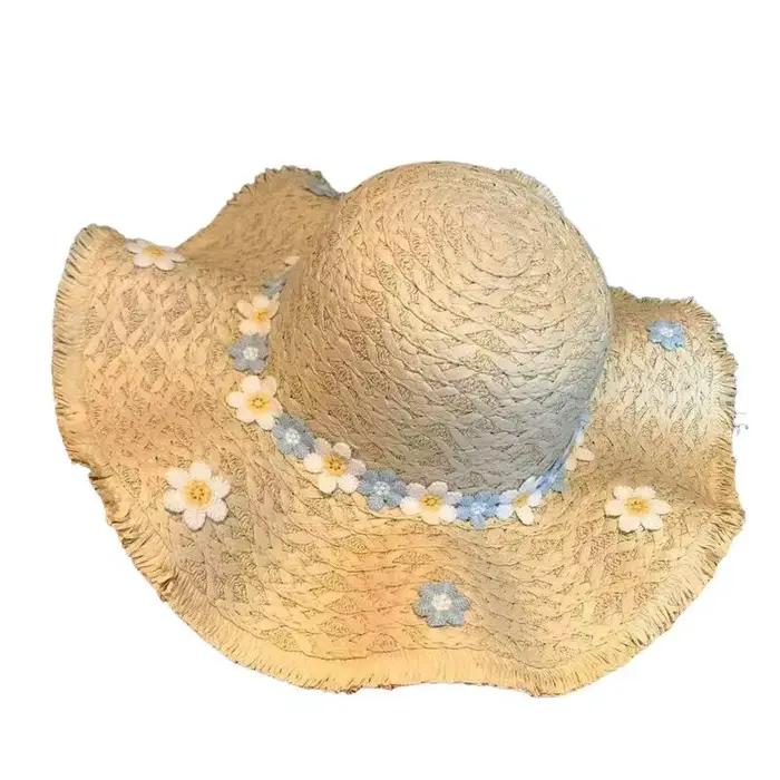 ▫ Nouveau chapeau de plage en dentelle/panama pour femme