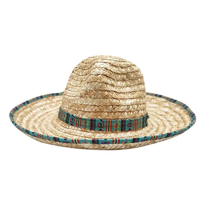 Chapeau Sombrero mexicain en paille tissé à large bord