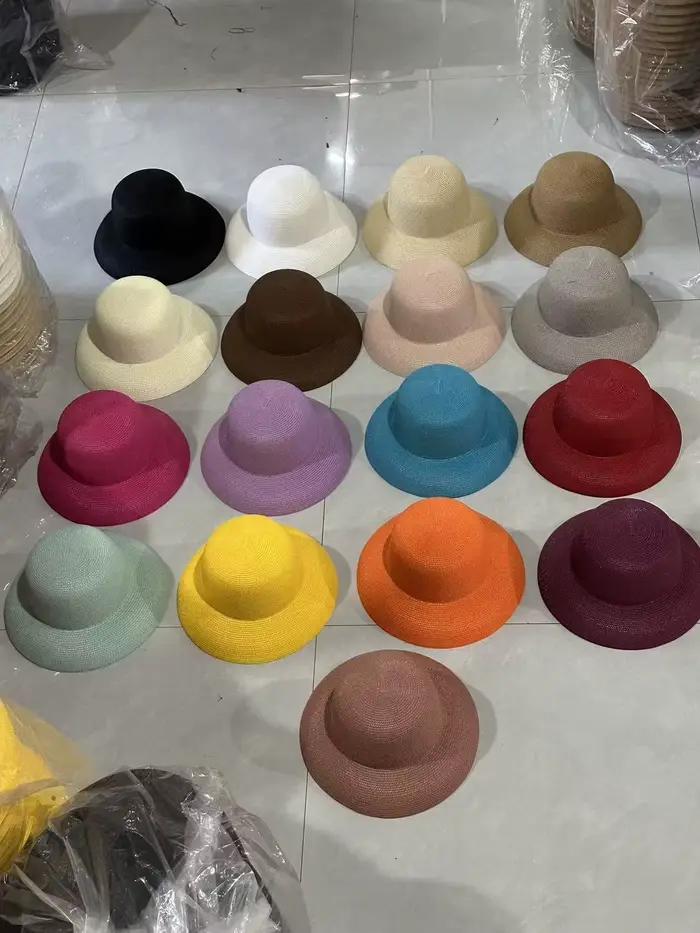 Chapeau de paille style Hepburn vintage à larges bords pour femmes et filles