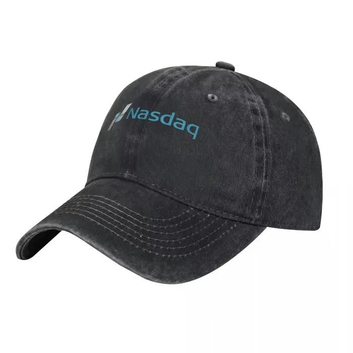 Logo Nasdaq, chapeau de camionneur demin à Texture tricotée