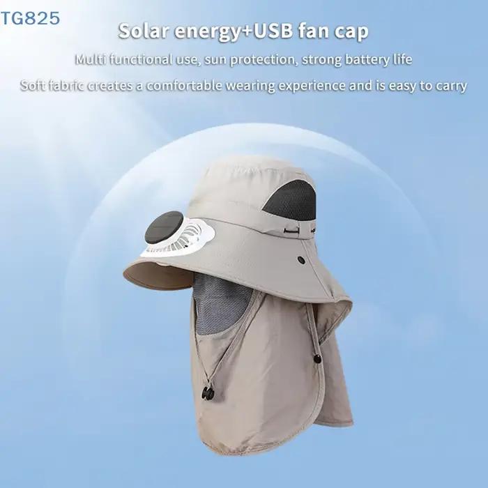 Chapeau de pêche pour homme avec panneau solaire