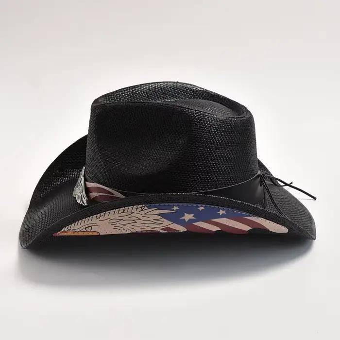 Chapeau de Cowboy Occidental en Paille pour Homme et Femme