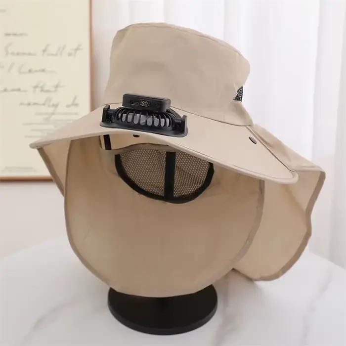 Chapeau de ventilateur de charge multifonctionnel chapeau de pêcheur anti-insectes pour camping pêche randonnée protection solaire