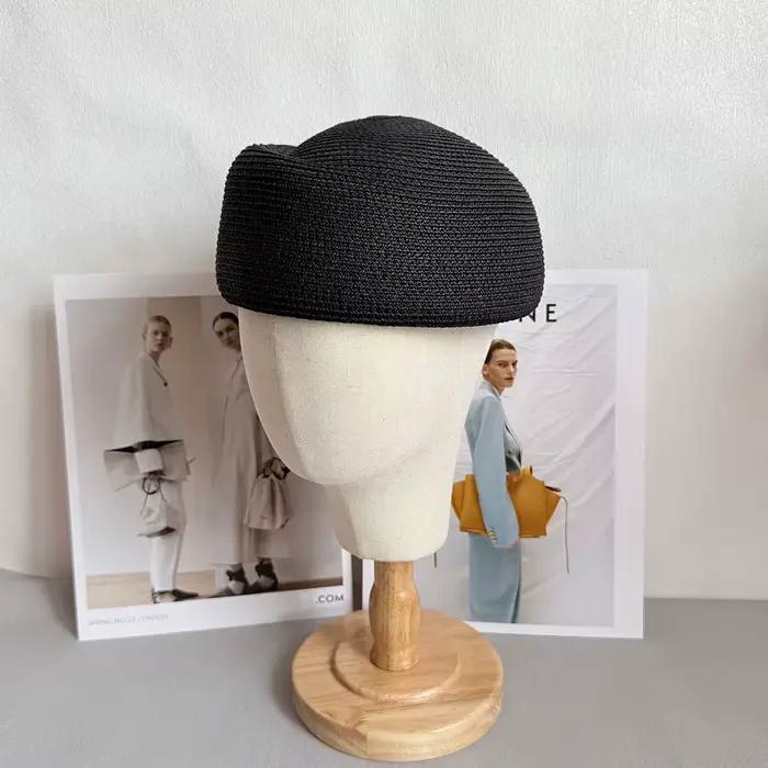 Nouveau Chapeau d'été vintage en paille de papier pour femme