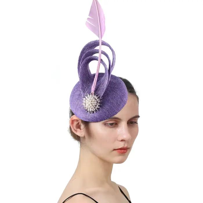 Chapeau Fascinateur Imitation Sinamay Champagne Épingles à Cheveux Accessoire Luxe Femme Occasions Spéciales Partie Mariage Cocktail