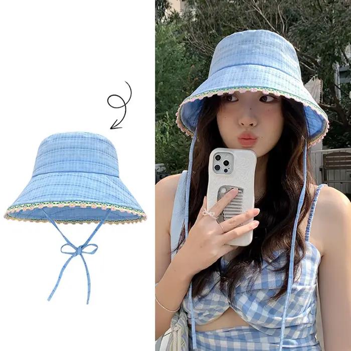 Chapeau Bob en Dentelle à Bord Large pour Femme