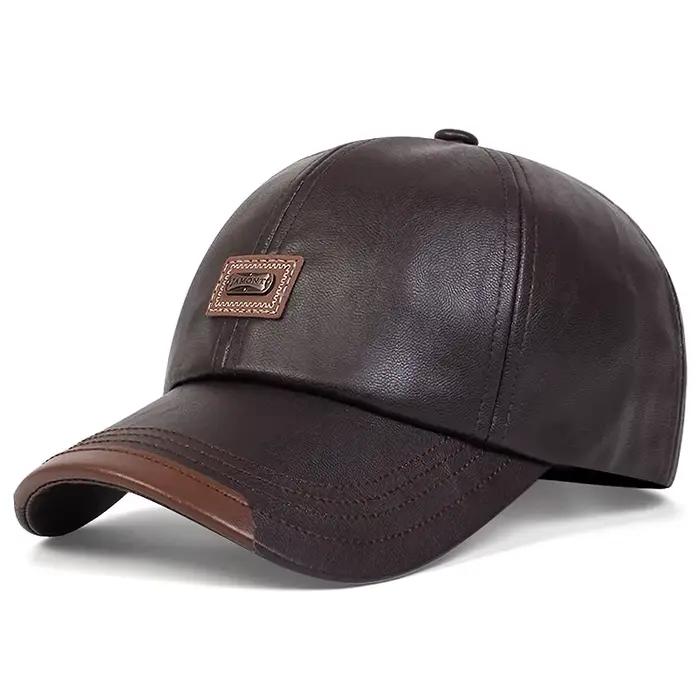 Casquette de baseball en simili cuir VORON élégante et décontractée pour homme et femme protection solaire printemps automne occassions extérieures