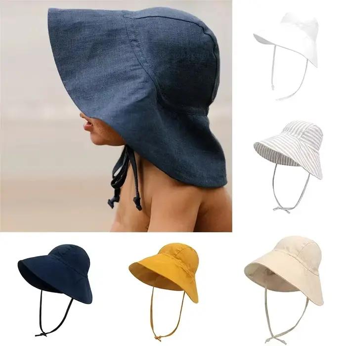 Chapeau bébé SunHat été unisexe coton lin multifonctionalité quatre saisons extérieur plage promenade voyage mode décontracté pour enfants occasions spéciales