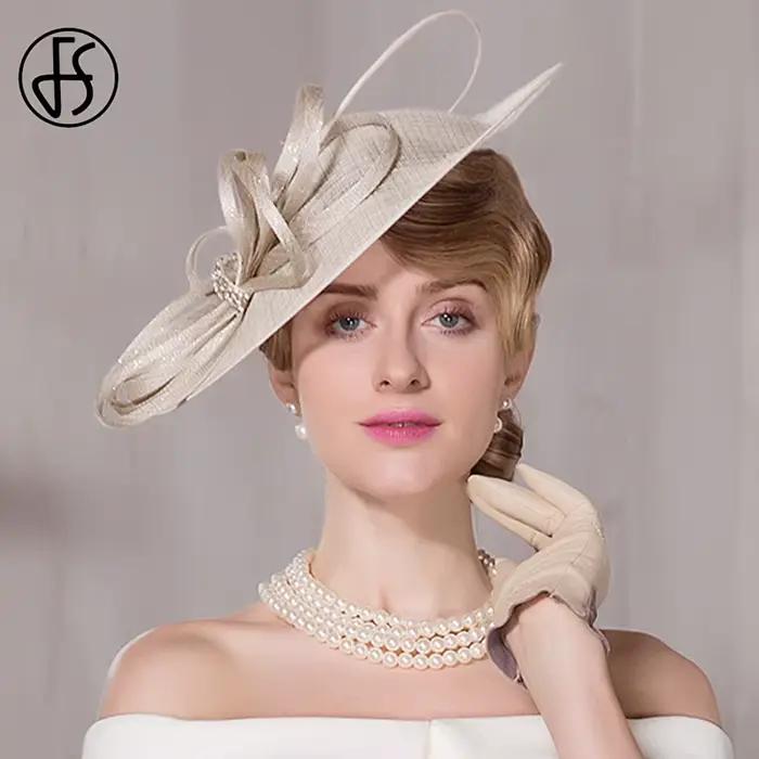 Chapeau fascinateur en sinamay blanc pour femmes