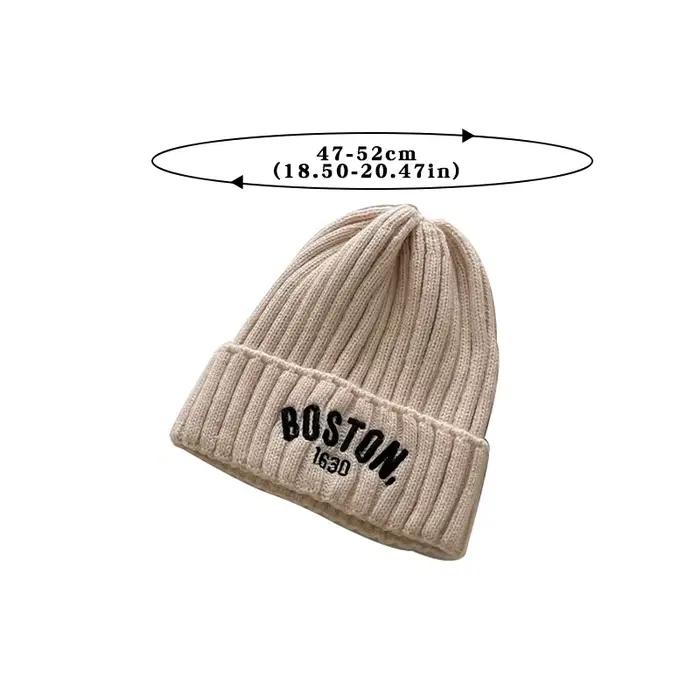 Bonnet en coton doux avec lettres brodées pour bébé unisexe hiver japon coréen 13 à 24 mois