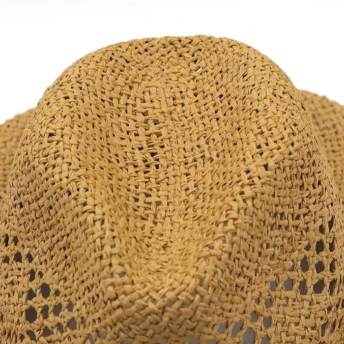 Chapeau de paille de Jazz en fibres naturelles tissées à la main