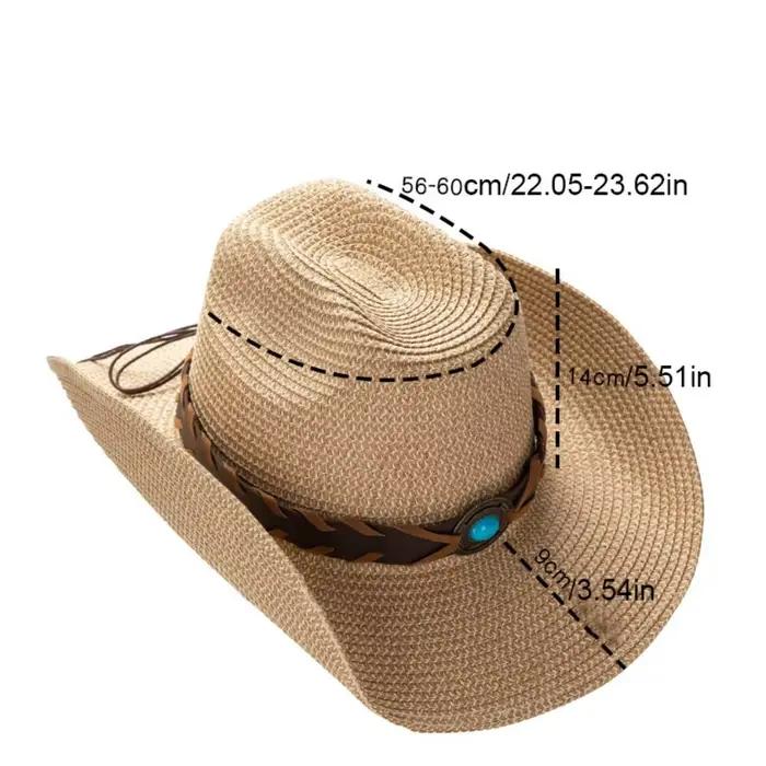 Chapeau de cowboy occidental uni simple à large bord en cuir PU
