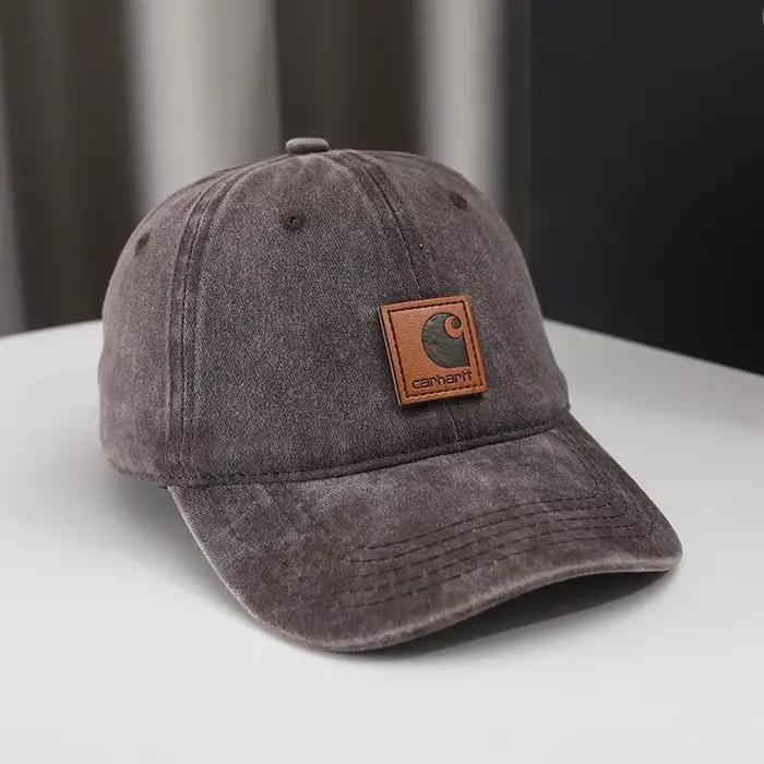 Casquette de baseball vintage délavée Carhartt avec patch en cuir rétro