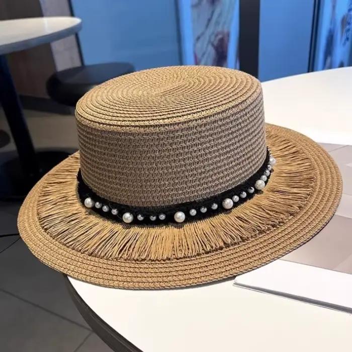 Chapeau de paille plat français pour femme