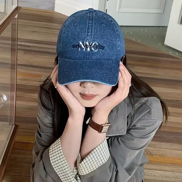Casquette de baseball unisexe en jean brodée avec la lettre NYC