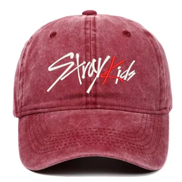 SKZOO Idol Gift Version coréenne tissu pur coton brodé casquette de Baseball lavée pour hommes et femmes Protection solaire