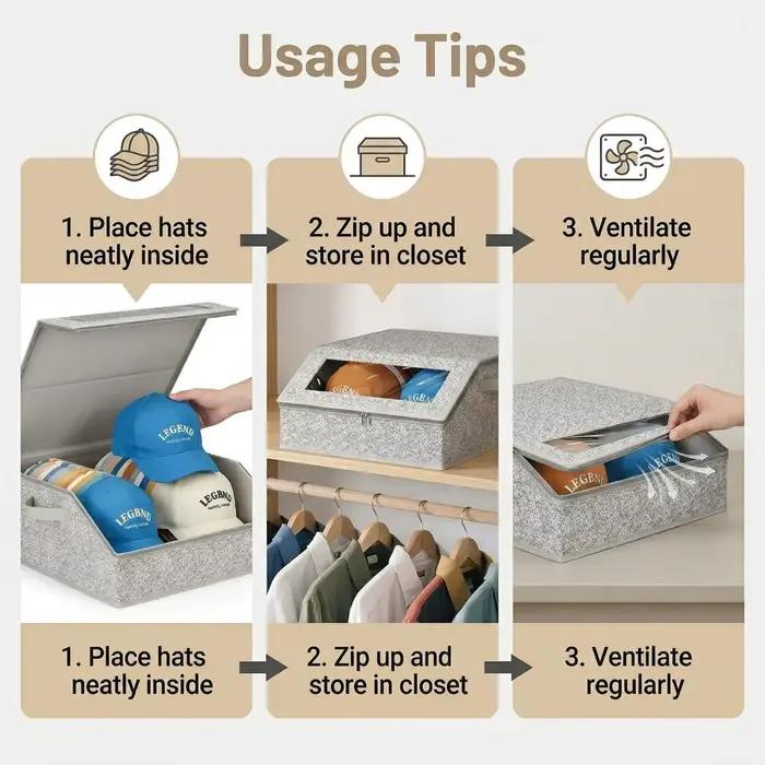Boîte de rangement pour chapeaux à double rangée grande capacité