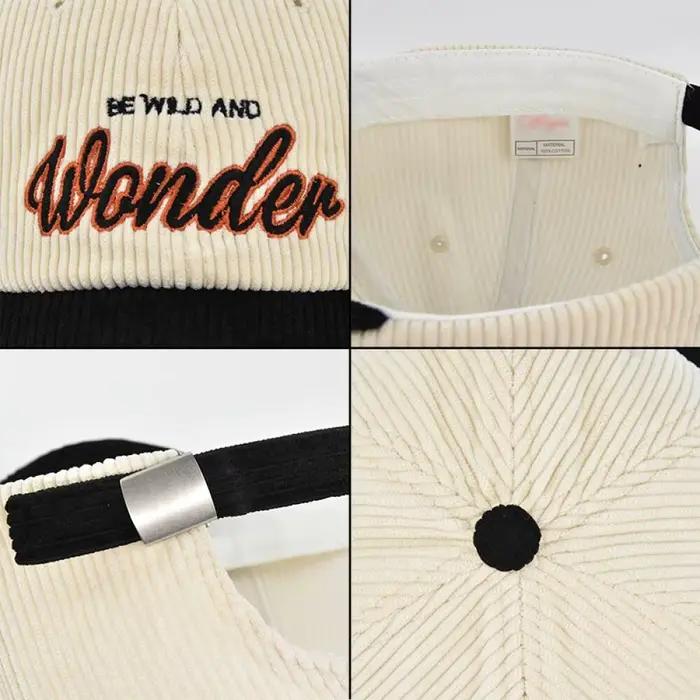 Casquette de baseball en velours côtelé brodé
