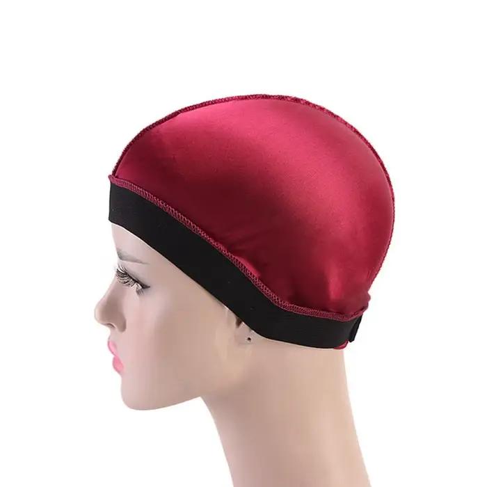 Bonnet Durag Homme Couleur Unie Élastique Respirant Casquette Ondulée en Polyester Multicolore