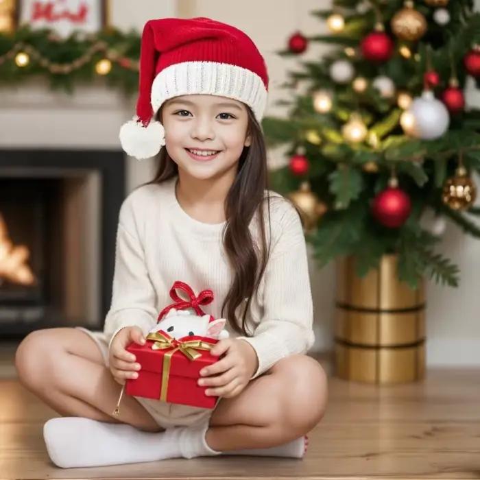 2025 tricoté chapeaux de noël mignon pompon adulte enfants doux bonnet chapeau nouvel an fête