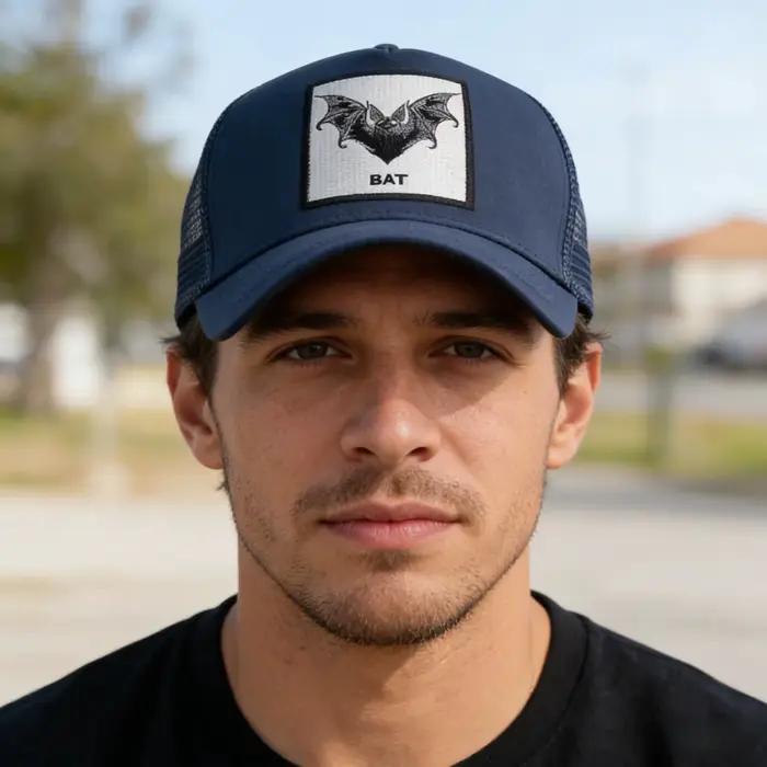 Casquette de baseball en maille brodée motif chauve-souris
