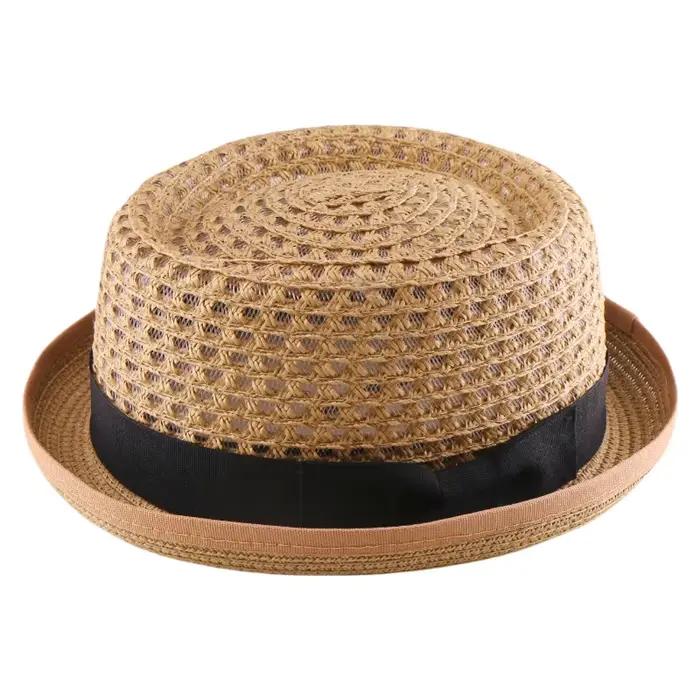 Chapeau d'été en paille unisexe léger et classique avec maille respirante pour homme