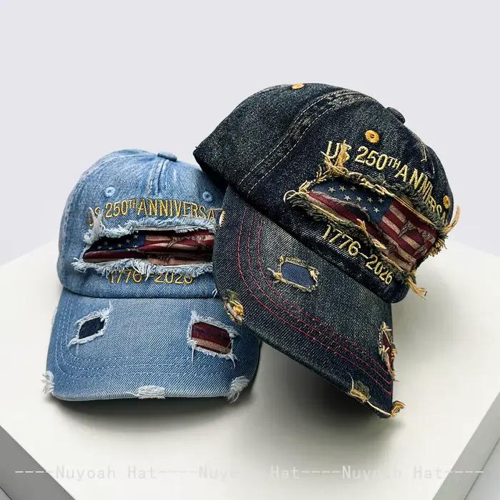 Nouvelles casquettes de baseball unisexe avec drapeau américain brodé