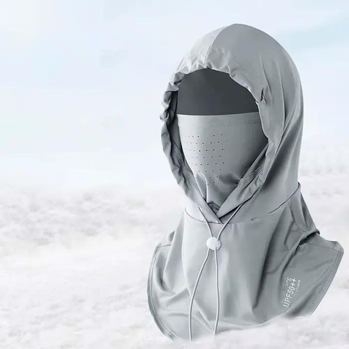 Cagoule anti-UV en soie glacée respirante et fine