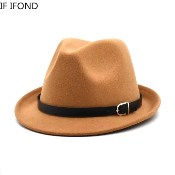 Chapeau Fedoras en feutre classique européen pour hommes et femmes