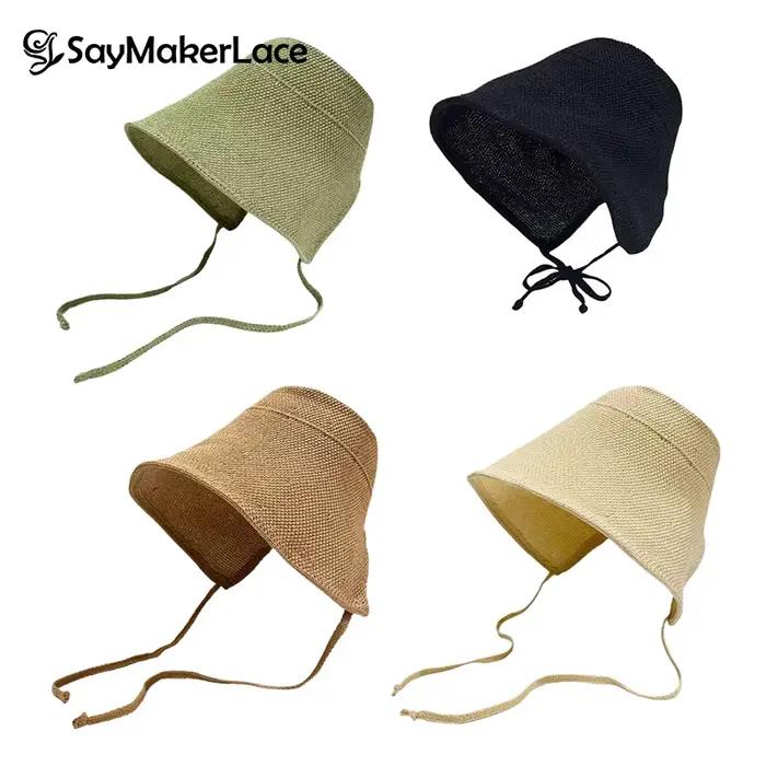 Bonnets de régence en paille de lin pour femmes